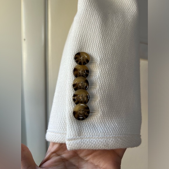 New! Veronica Beard Isola Blazer Jacket Off White Cream Ivory Cotton Size 14 - Picture 11 of 15